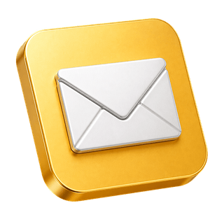 Ícone de envelope 3D decorativo na página de contacto